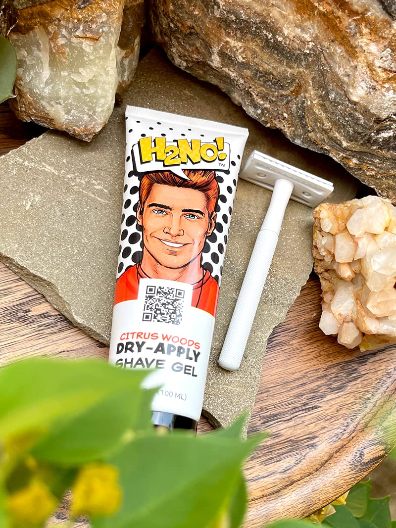 H2NO! Citrus Woods Dry-Apply Shave Gel 3.4oz Natural Non-Foaming Aloe Detailing Shave Gel