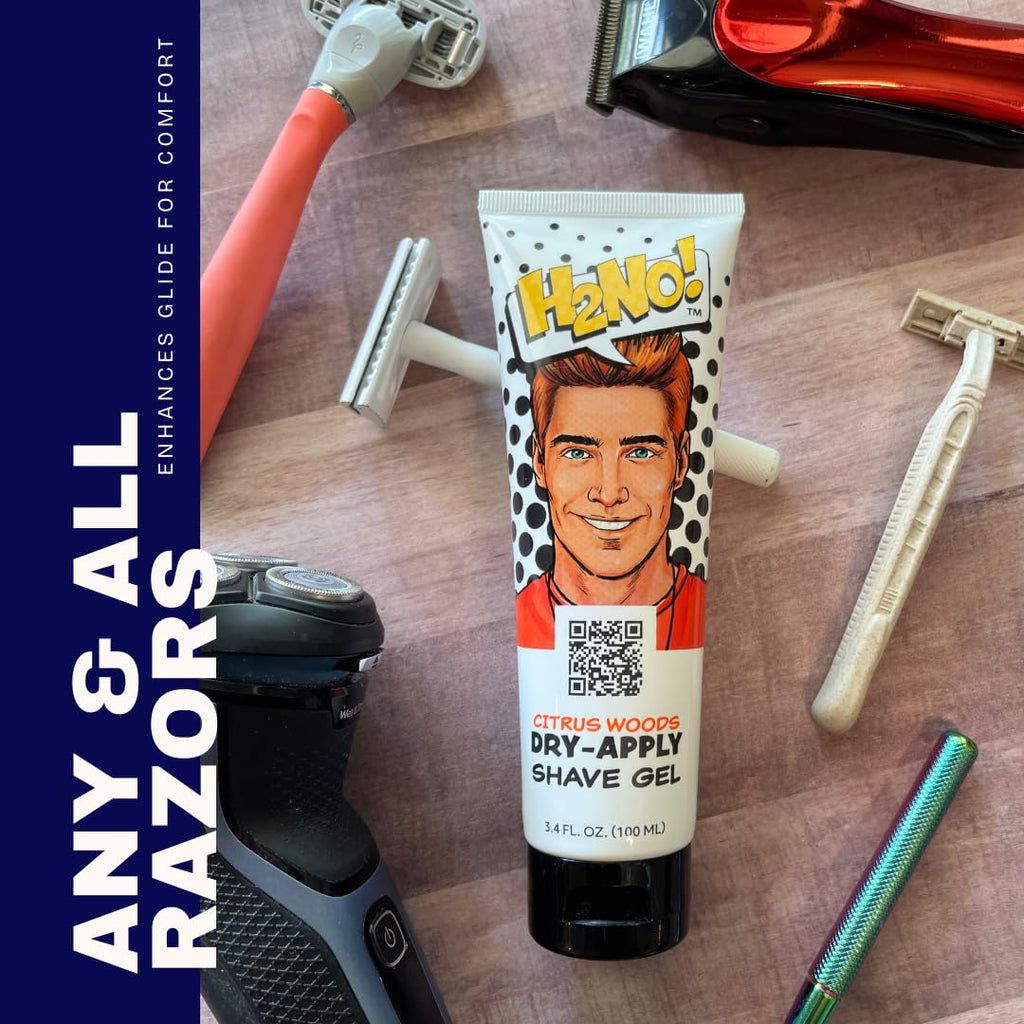 H2NO! Citrus Woods Dry-Apply Shave Gel 3.4oz Natural Non-Foaming Aloe Detailing Shave Gel