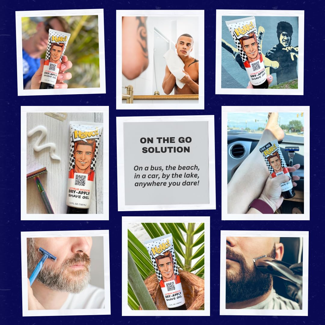 H2NO! Citrus Woods Dry-Apply Shave Gel 3.4oz Natural Non-Foaming Aloe Detailing Shave Gel