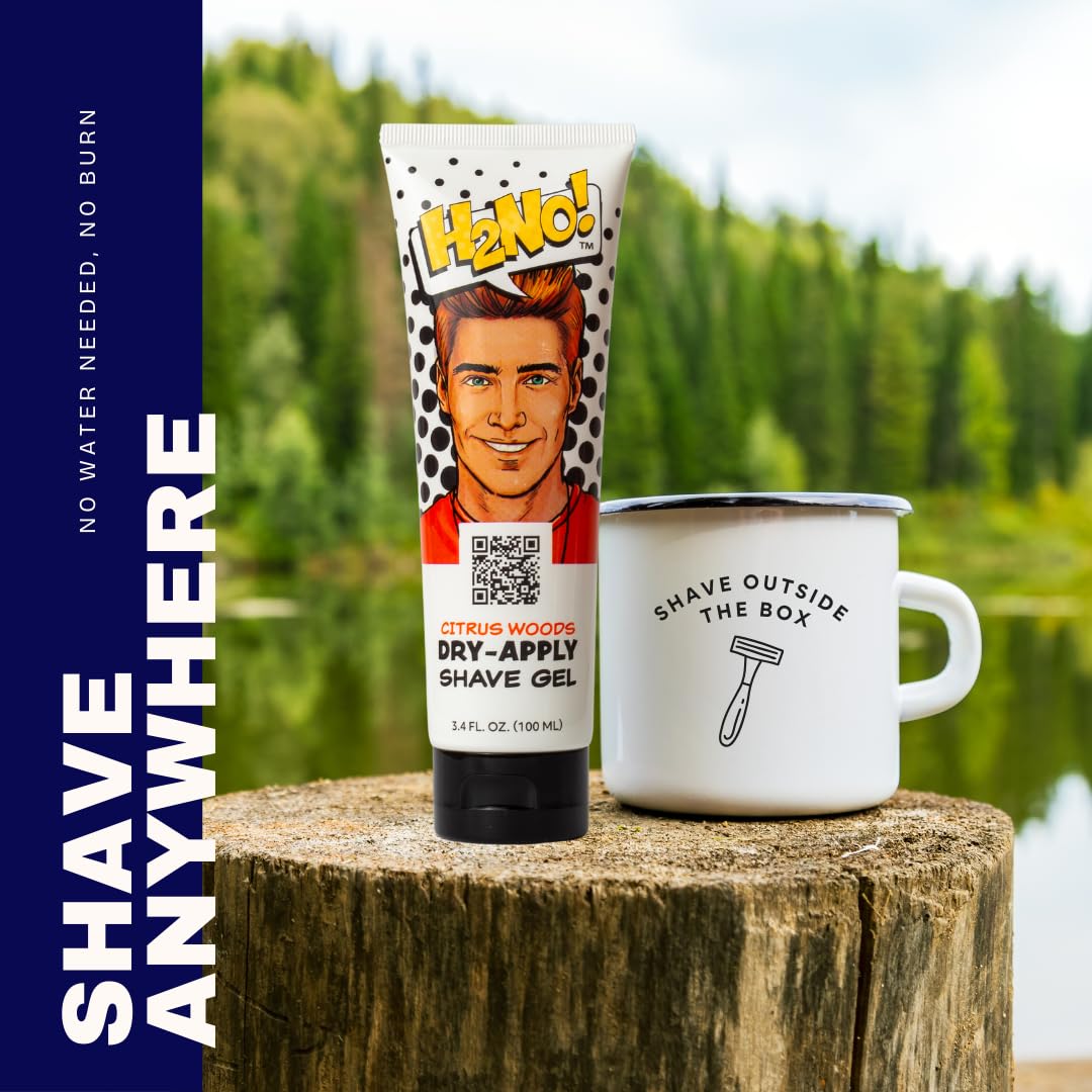 H2NO! Citrus Woods Dry-Apply Shave Gel 3.4oz Natural Non-Foaming Aloe Detailing Shave Gel