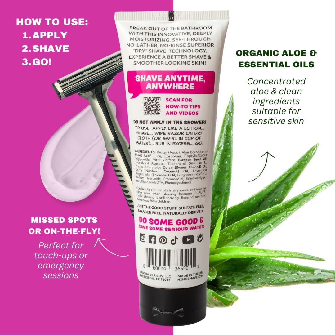 H2NO Lavender Rush Dry-Apply Shave Gel 3.4oz TSA Friendly